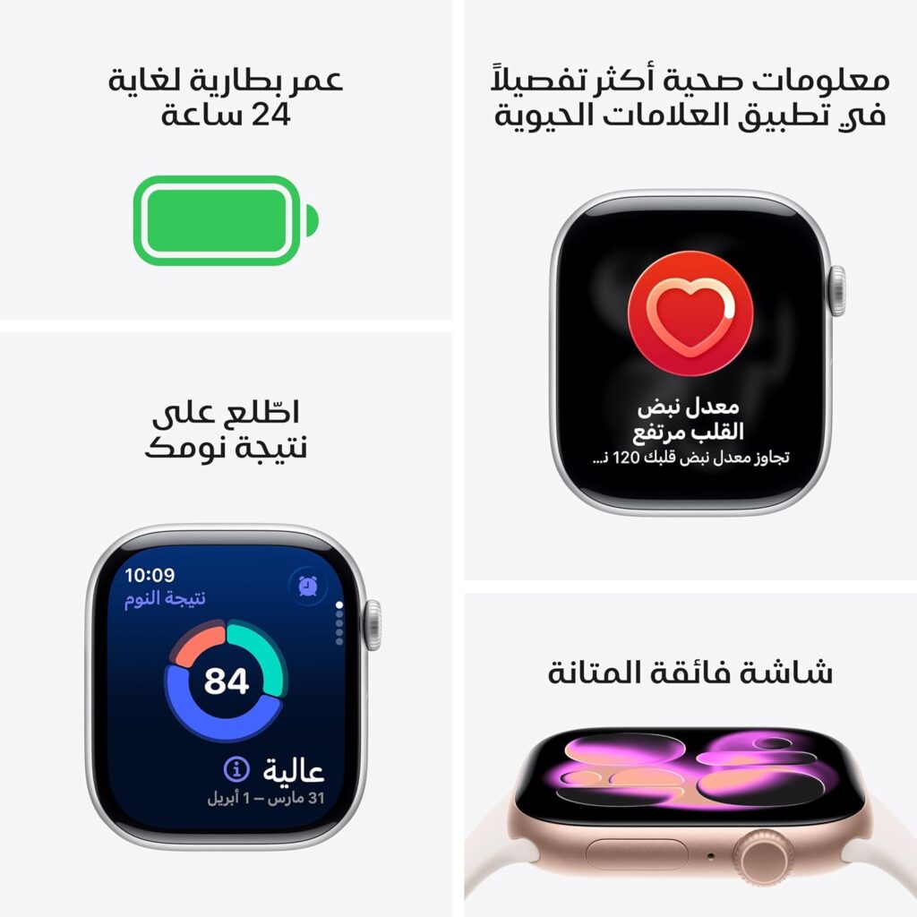 ساعة أبل سيريز 11 GPS مقاس 42 ملم – ذهبي وردي وسوار بينك فاتح: Apple Watch Series 3