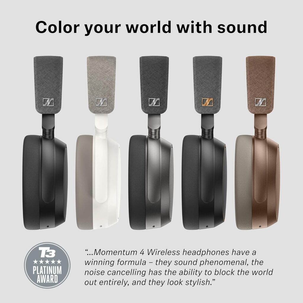 سماعة سينهايزر Momentum 4 Wireless – صوت فائق + إلغاء ضوضاء تكيفي + بطارية 60 ساعة | رفاهية الصوت بلا حدود