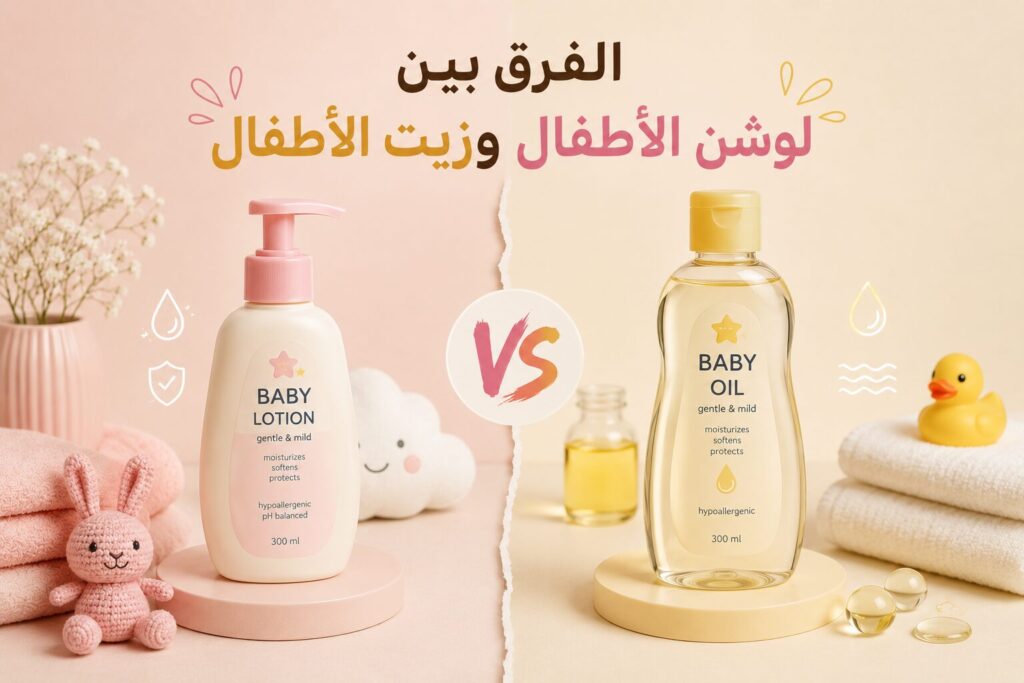 الفرق بين لوشن الأطفال وزيت الأطفال