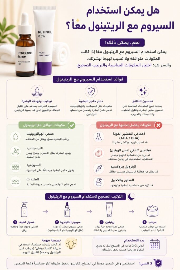 هل يمكن استخدام السيروم مع الريتينول معًا