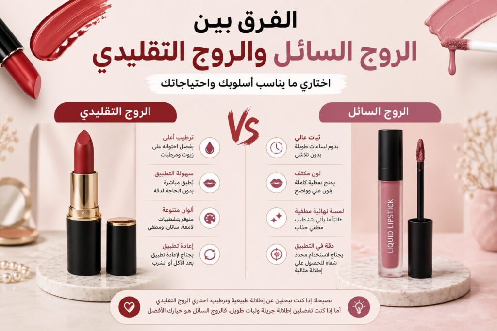 الفرق بين الروج السائل والروج التقليدي