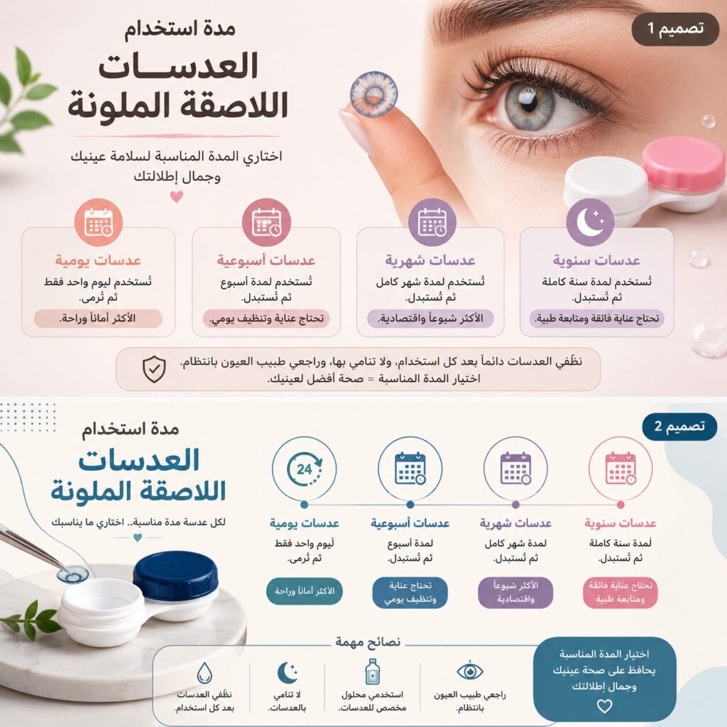 مدة استخدام العدسات اللاصقة الملونة