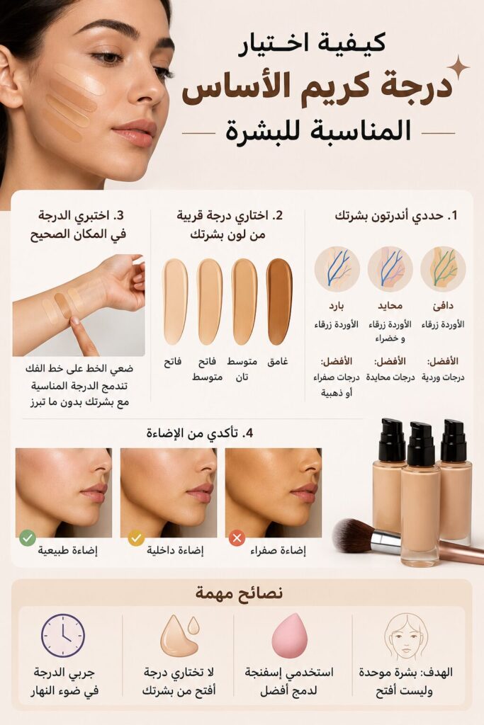 كيفية اختيار درجة كريم الأساس المناسبة للبشرة