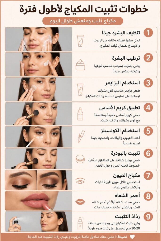 خطوات تثبيت المكياج لأطول فترة