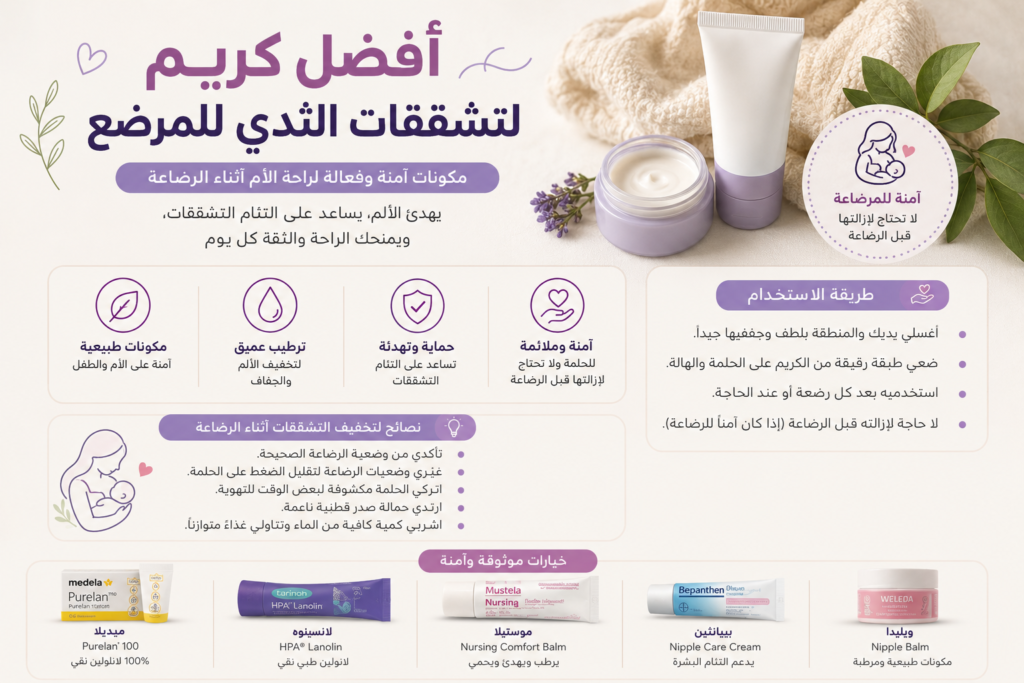 افضل كريم لتشققات الثدي للمرضع