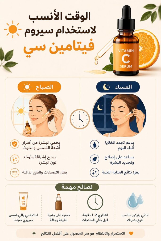 الوقت الأنسب لاستخدام سيروم فيتامين سي
