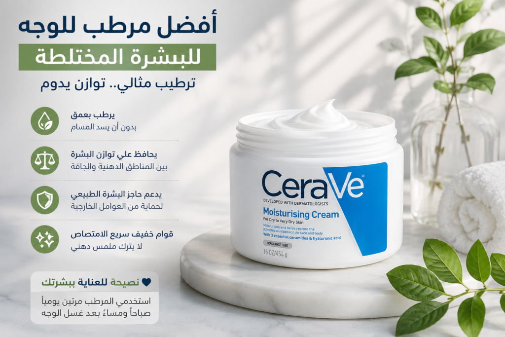 افضل مرطب للوجه للبشرة المختلطة